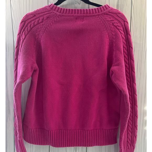 Y2K GAP Cable Knit Pink Cotton Chunky Pullover Sweater Medium - Picture 2 of 8